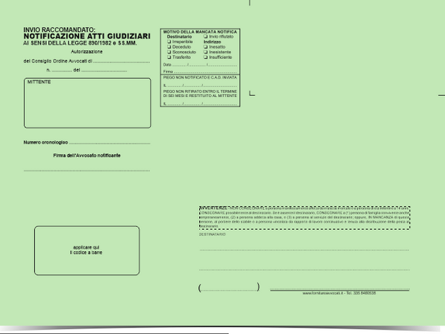 Ai sensi della Legge 890/1982 con Autorizzazione F.to 23x33 generica