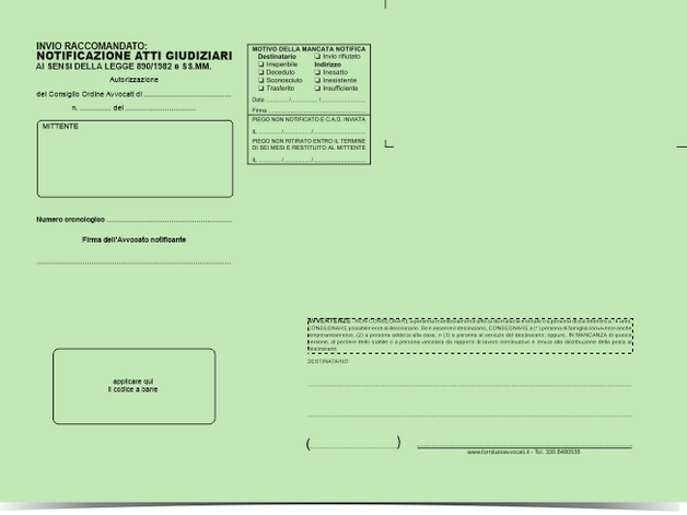 Ai sensi della Legge 890/1982 con Autorizzazione F.to 19x26 generica